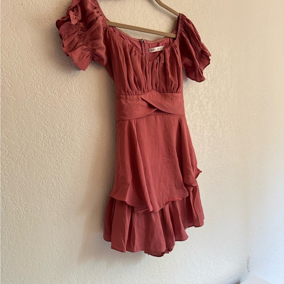 Pink Ruffled Off-Shoulder Romper - Picture 3 of 5